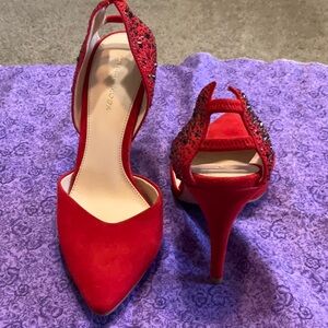 Pelle Moda Red Heels with red gems